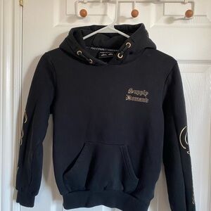 Kids Boys Black Gold Supply Demand Embossed Black Hoodie Sweatshirt 10 New York